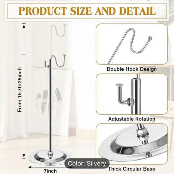 SILVER ADJUSTBLE PURSE STAND - Picture 2 of 2